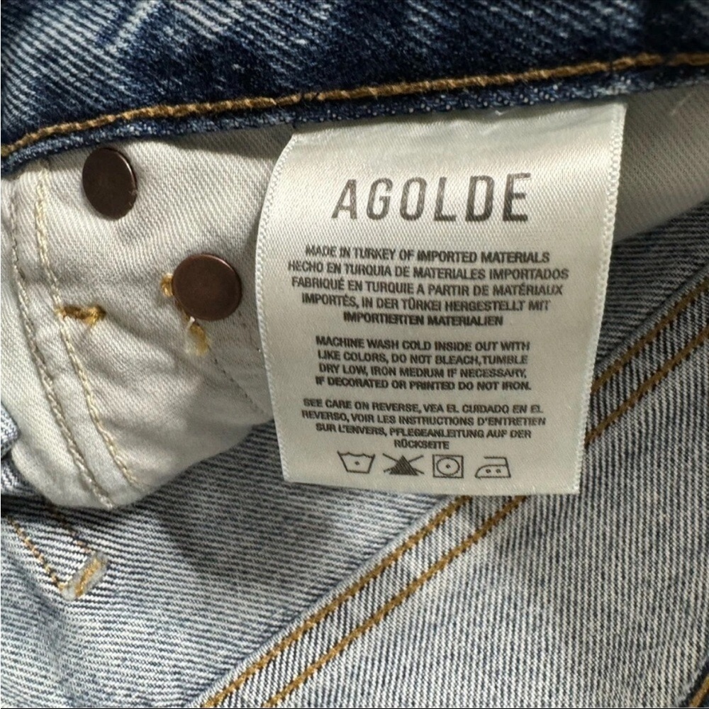 Agolde 90s Mid Rise Ripped Jeans Loose Fit Light Wash - Picture 10 of 13